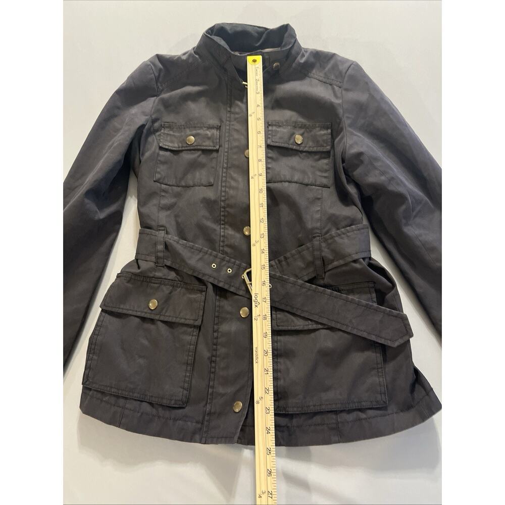Womens Banana Republic Waxed Field Jacket Black Belted Flannel Lined Small S - Picture 6 of 9